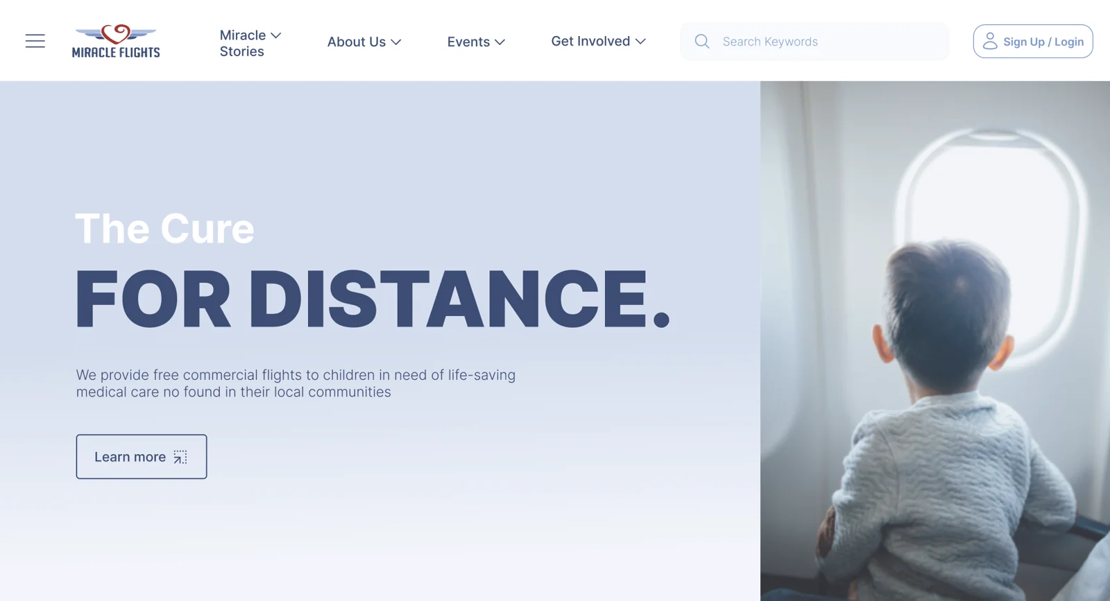 Miracle Flights — Website UI design