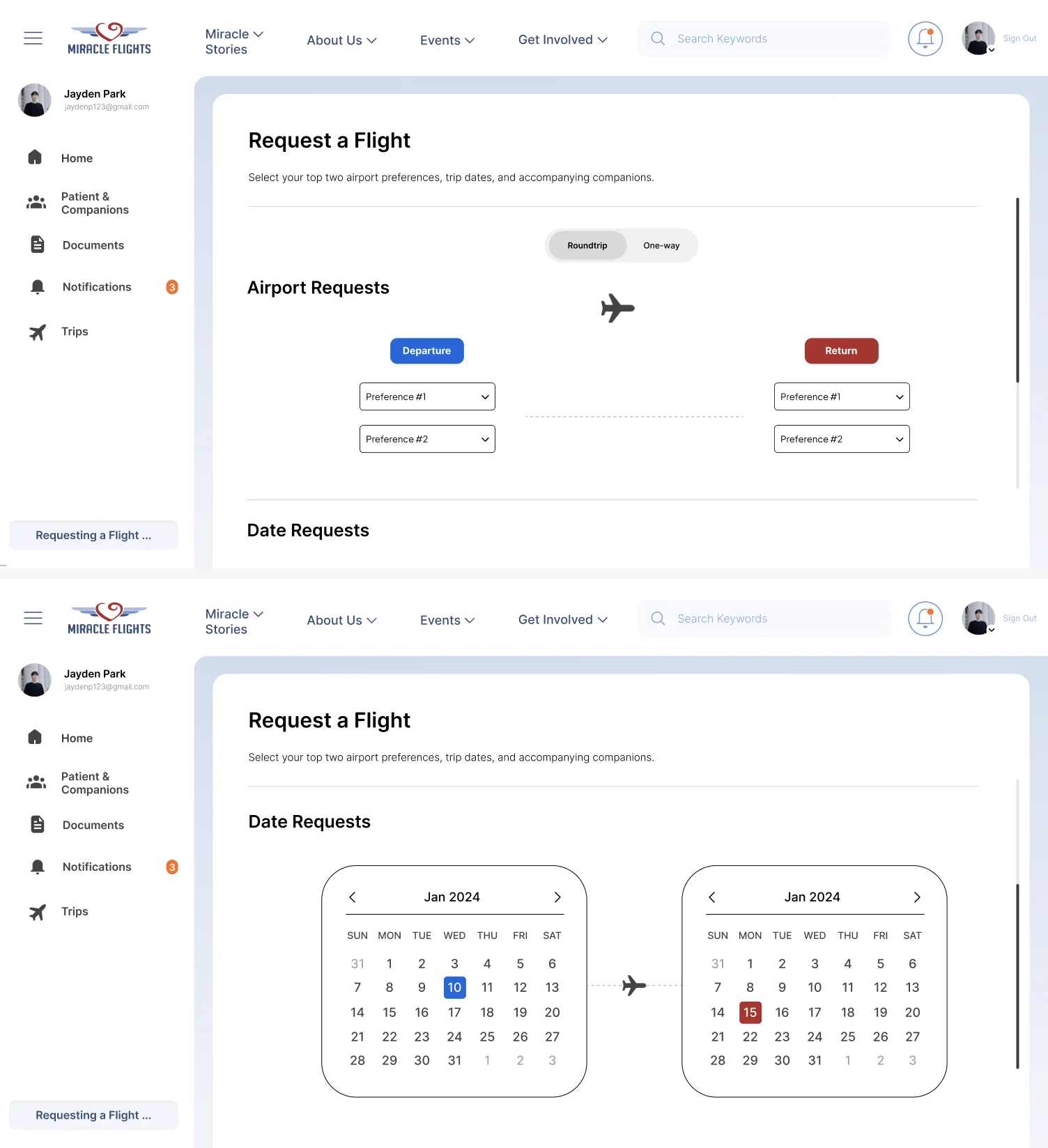 Miracle Flights: 5. Request a Flight