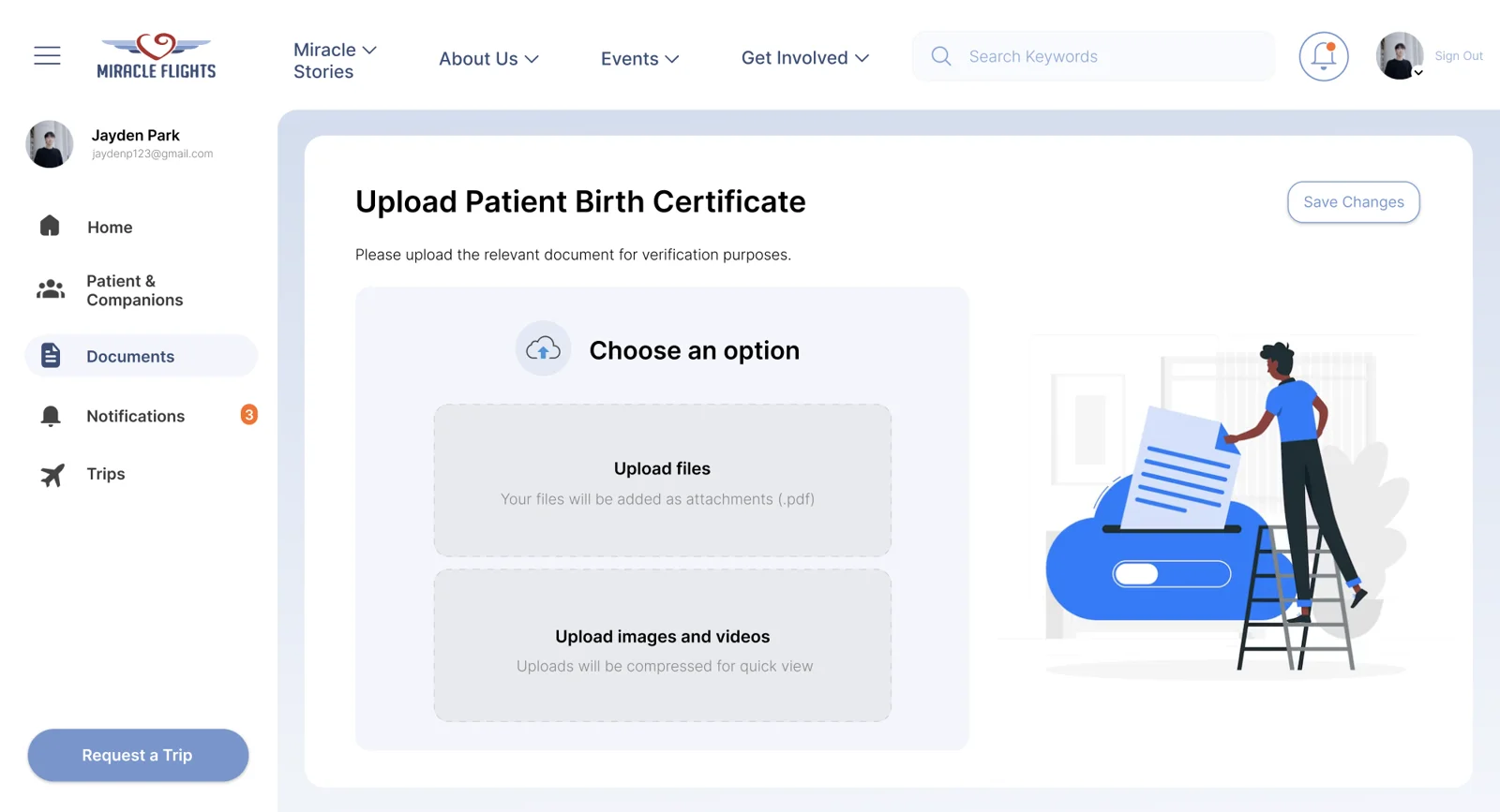 Miracle Flights: 6. Document Upload