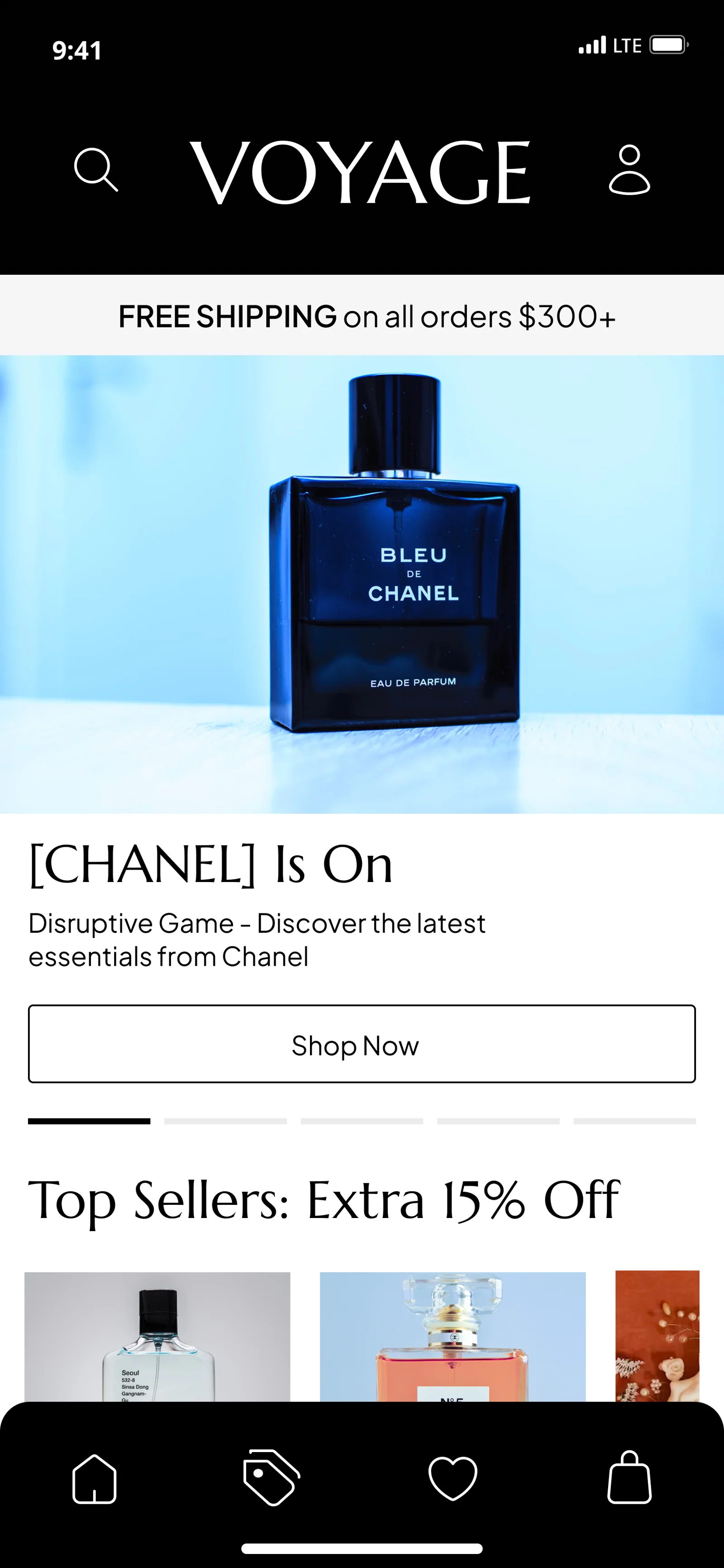 VOYAGE: Disruptive Fragrancy, branding + mobile app mockup, view 3
