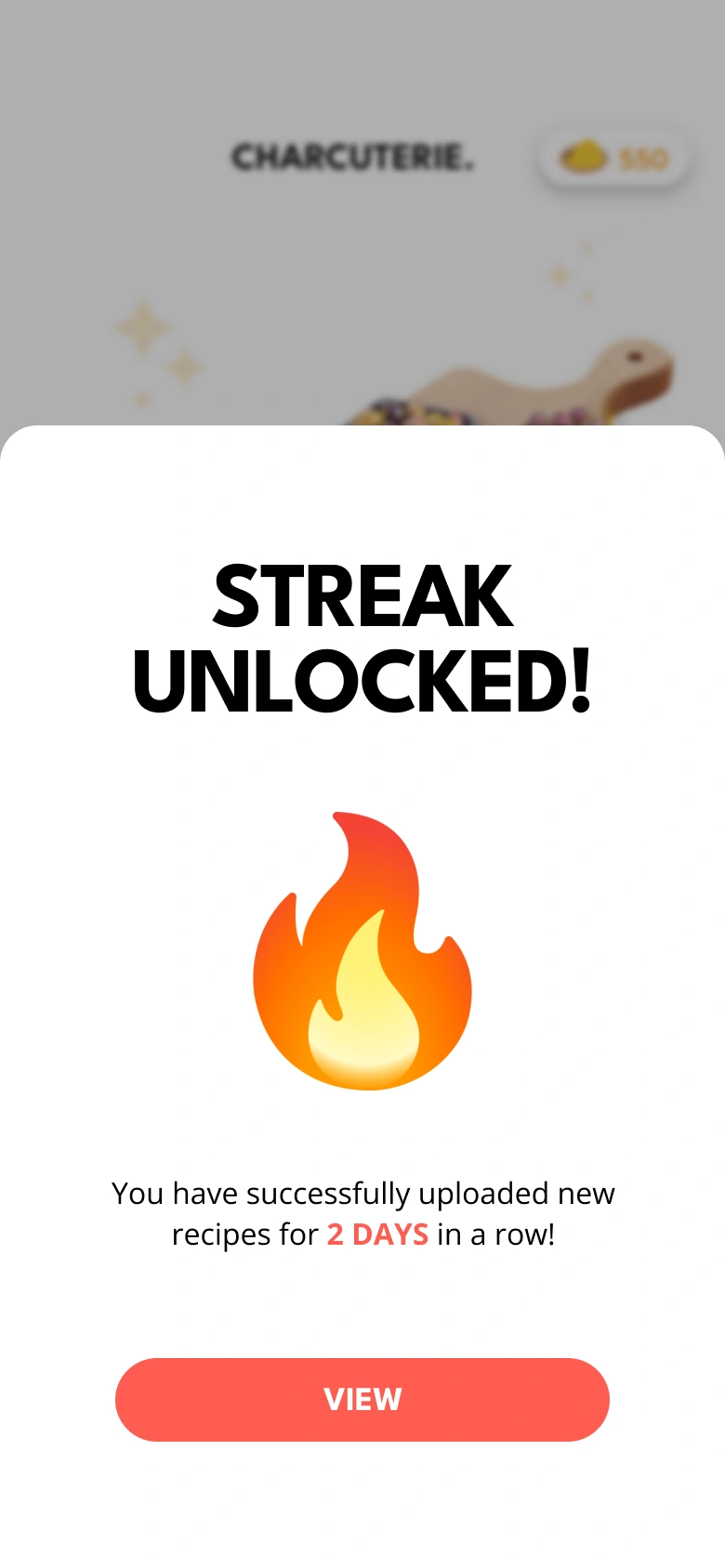 Streak unlocked after posting a recipe
